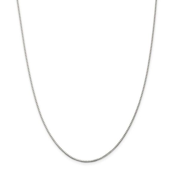 1.25mm Rhodium-Plated Sterling Silver Solid Box Chain Necklace, 26 In - Picture 1 of 6